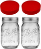 Mason Jars 16 oz with Plastic Mason Jar Lids (BPA Free) Pint Mason Jars Regular Mouth (set of 2 - Red) by Jarming Collections