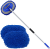 anngrowy 62" Microfiber Car Wash Brush with Long Handle Car Washing Mop Kit Mitt Sponge Car Cleaning Supplies Kit Duster RV Washing Car Brush Accessories, 1 Chenille Scratch-Free Replacement Head