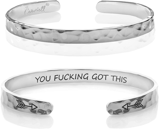 Carviell Bracelets for Women, Personalized Gifts for Her, Mom, Best Friend, Inspirational Friendship Cuff for Teen Girls, Engraved, Birthday Gift Jewelry