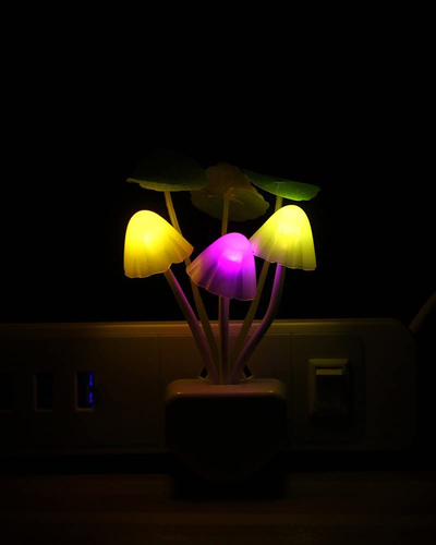 Sensor Led Night Light, Color Changing Plug-in LED Mushroom Dream Bed Lamp