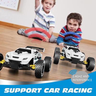 RC Racing Car, 2.4Ghz High Speed Remote Control Car, 1:18 2WD Toy Cars Buggy for Boys & Girls with Two Rechargeable Batteries for Car, Gift for Kids (White)