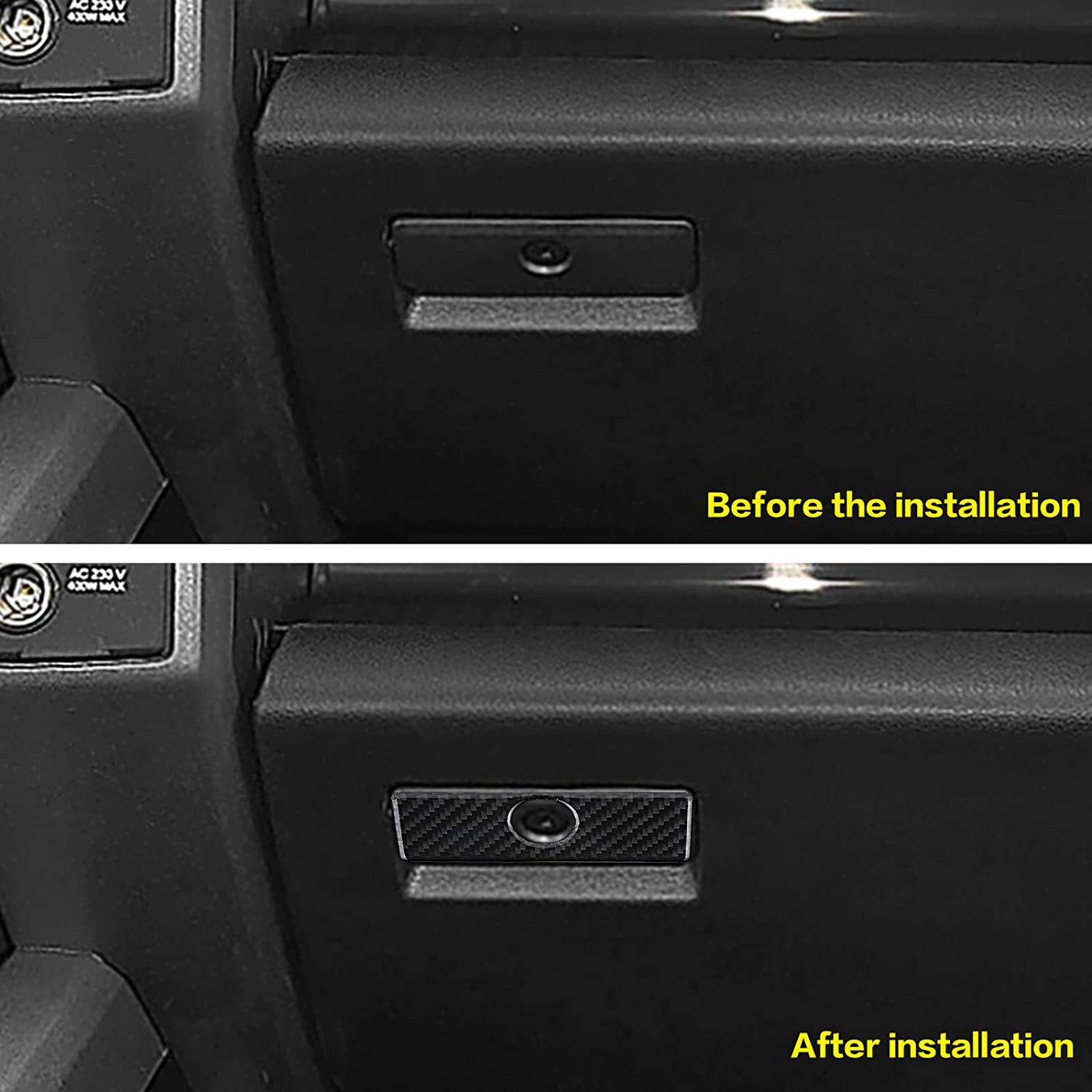 YAMUDA Compatible with Carbon Fiber Car Copilot Storage Box Handle Sticker Interior Accessories for Ford F150 2015 2016 2017 2018 2019 2020 (Black)