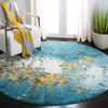 Safavieh Glacier Collection GLA125M Modern Abstract Non-Shedding Stain Resistant Living Room Bedroom Area Rug 3' x 3' Round Blue/Gold