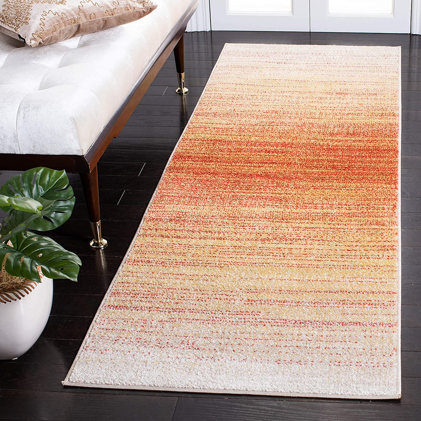 Safavieh Adirondack Collection ADR142P Modern Ombre Runner, 2'6" x 10' , Orange / Red