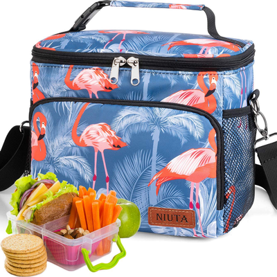 NIUTA Insulated Lunch Bag for Men/Womens, Lunch Box, Upgraded version Double Deck Reusable Lunch Pail (Flamingo)
