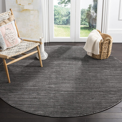 Safavieh Vision Collection VSN606D Modern Ombre Tonal Chic Non-Shedding Stain Resistant Living Room Bedroom Area Rug, 4' x 4' Round, Grey