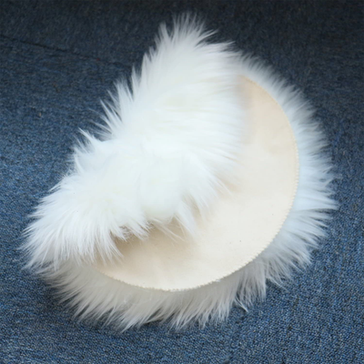 Pomeat 12 Inches Soft Faux Sheepskin Round Shaggy Shag Area Rugs White Fluffy Living Room Carpet Mini Small Size Fit for Photographing Background of Jewellery