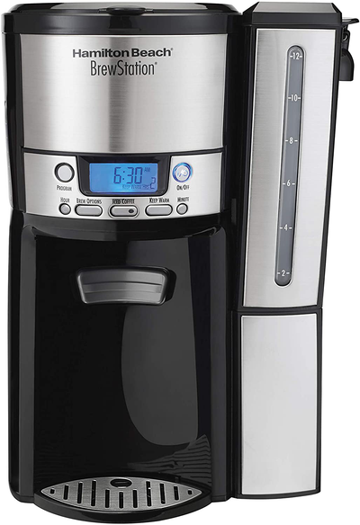Hamilton Beach (47950) Coffee Maker with 12 Cup Capacity & Internal Storage Coffee Pot, Brewstation, Black/Stainless Steel
