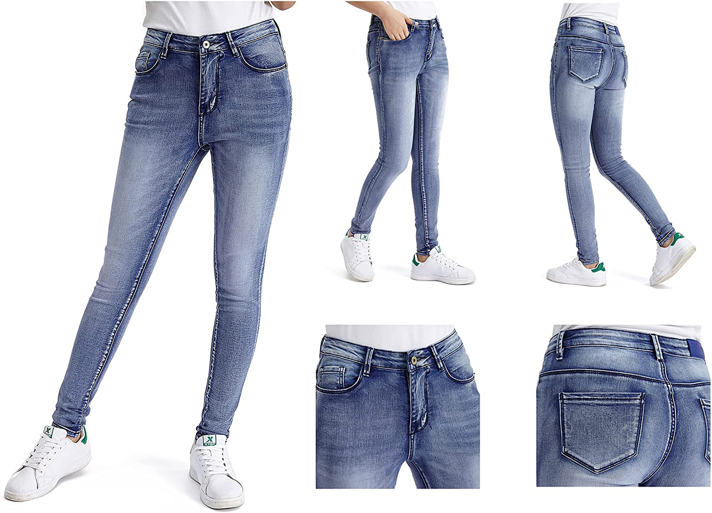 CJH DREAM Women's Juniors Jeans & Cotton Stretch Super Soft Skinny Jeans for Women Mid-Waist