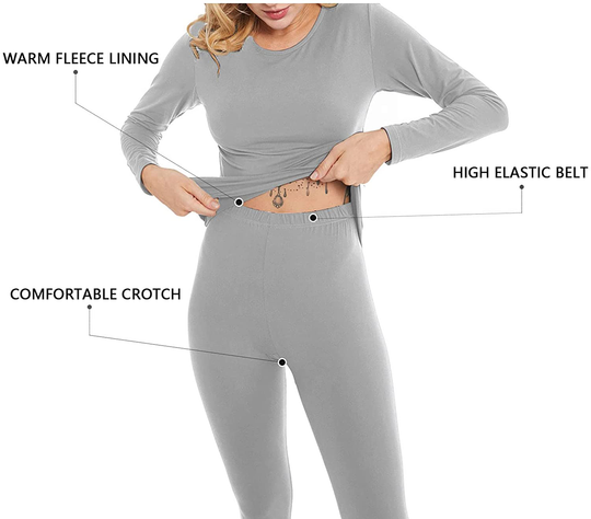 Women's Ultra Soft Thermal Underwear Long Johns Set Base Layer Skiing Winter Warm Top & Bottom