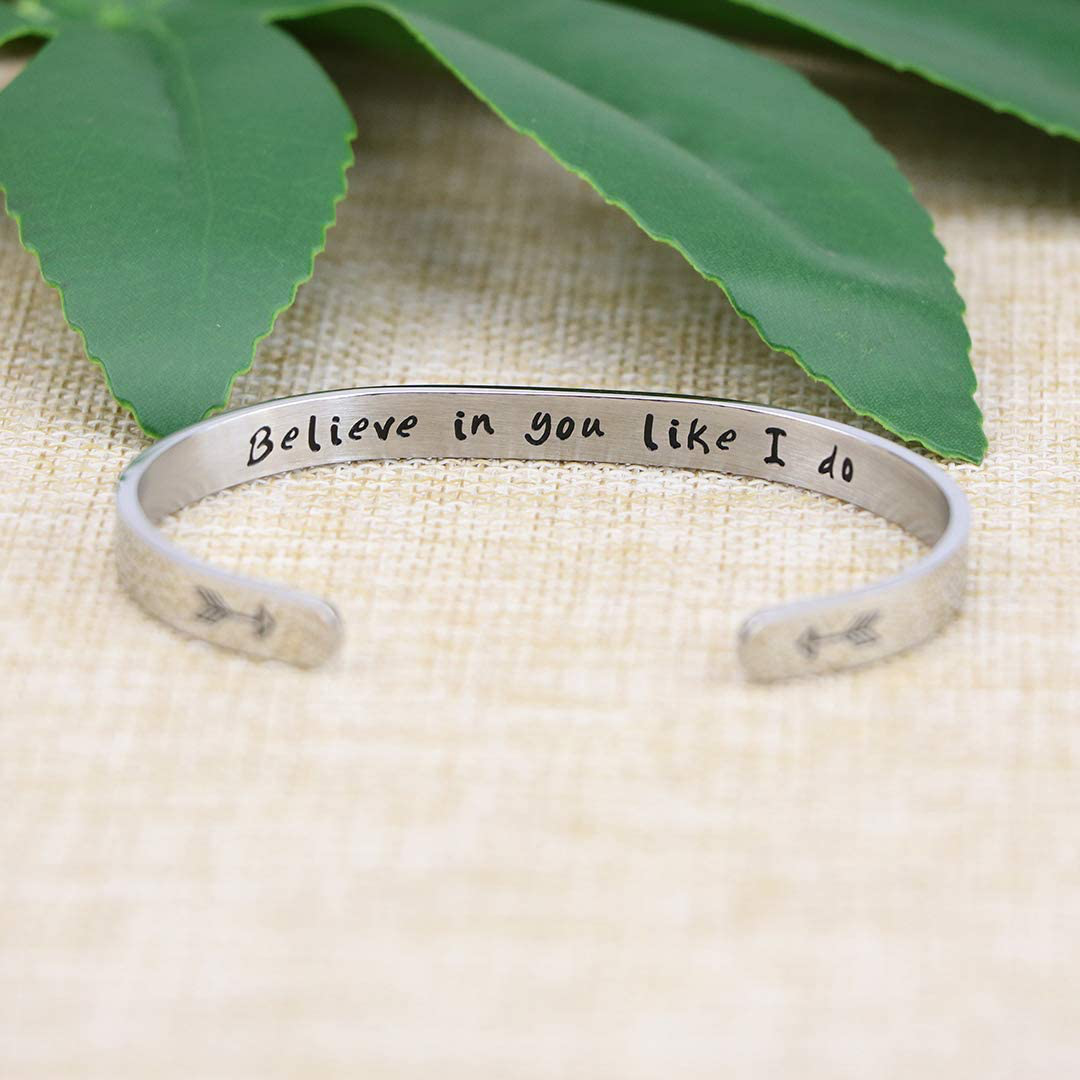 Joycuff Bracelets for Women Personalized Inspirational Jewelry Mantra Cuff Bangle Friend Encouragement Gift for Her