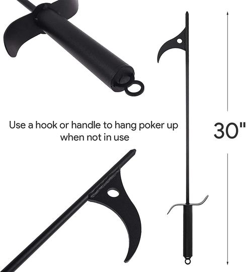 bbq777 Fire Pit Tool Kits, 30" Fire Pit Poker and 26" Log Grabber Fireplace Tongs for Outdoor Campfire, Camping, Wood Stove, Black