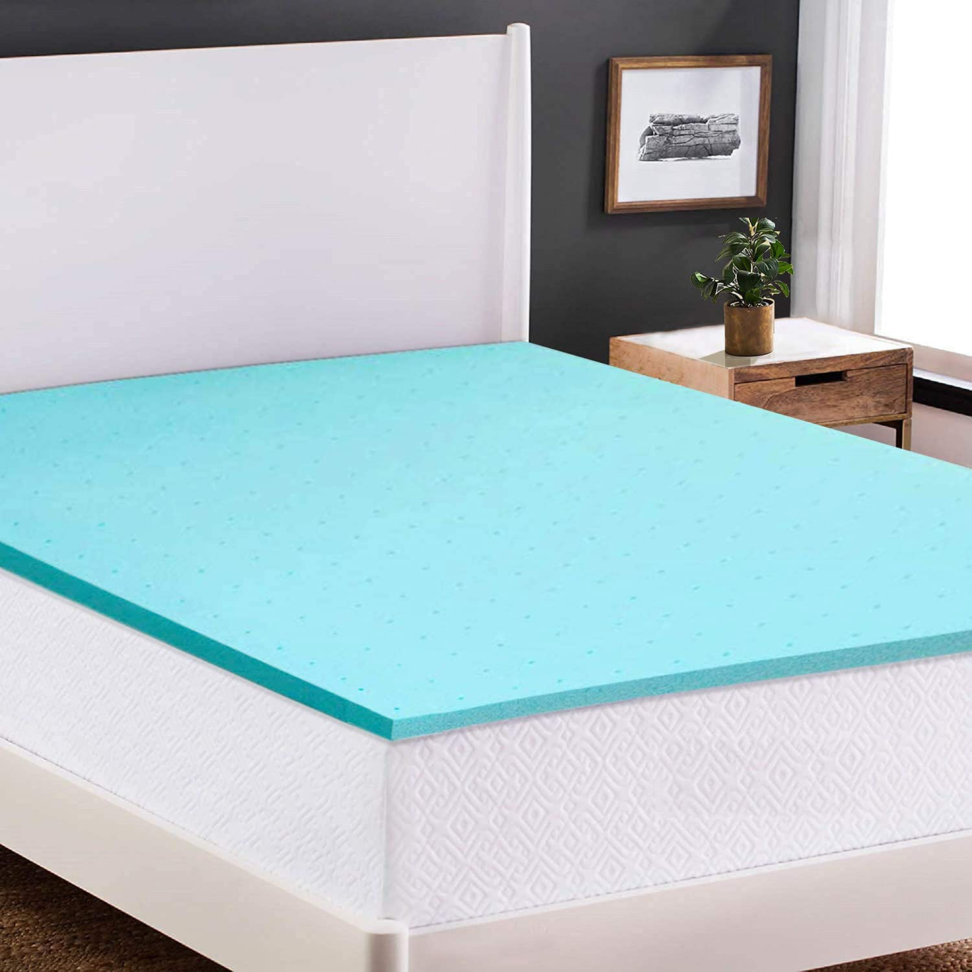 Memory Foam 2 Inch Twin Mattress Topper Mattress Pad Twin, Gel Infused Soft Bed Topper Single Size Bed Mattress Toppers for Pressure Relieving