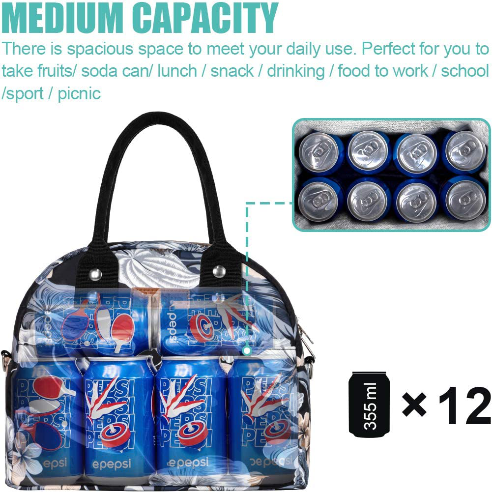 Reusable Insulated Cooler Lunch Bag - Portable Lunch Box for Office Work School Picnic Beach Workout Travel - Freezable Tote Lunch Bag Organizer with Adjustable Shoulder Strap for Women Men Adult Kids
