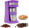 Ultimate 2-In-1 Single Cup Coffee Maker & 14oz Travel Mug Combo | Portable & Lightweight Personal Drip Coffee Brewer & Tumbler Advanced Auto Shut Off Function & Reusable Eco-Friendly Filter (Lavender)