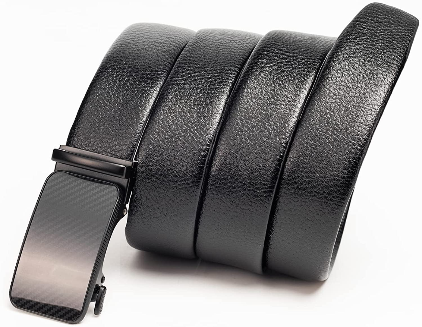 Men's Leather Ratchet Belt 1.4" Wide Adjustable Slide