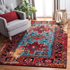 Safavieh Vintage Hamadan Collection VTH211Q Oriental Traditional Persian Non-Shedding Living Room Bedroom Area Rug, 5'3" x 5'3" Square, Red / Light Blue