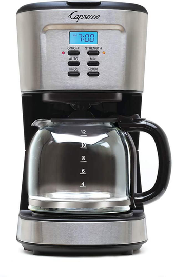 Capresso 12-Cup Coffee Maker with Glass Carafe, Stainless and Black 416.05