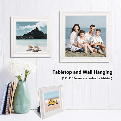 LaVie Home 5x5 Picture Frames (3 Pack, Distressed White Wood Grain) Rustic Photo Frame Set with High Definition Glass for Wall Mount & Table Top Display