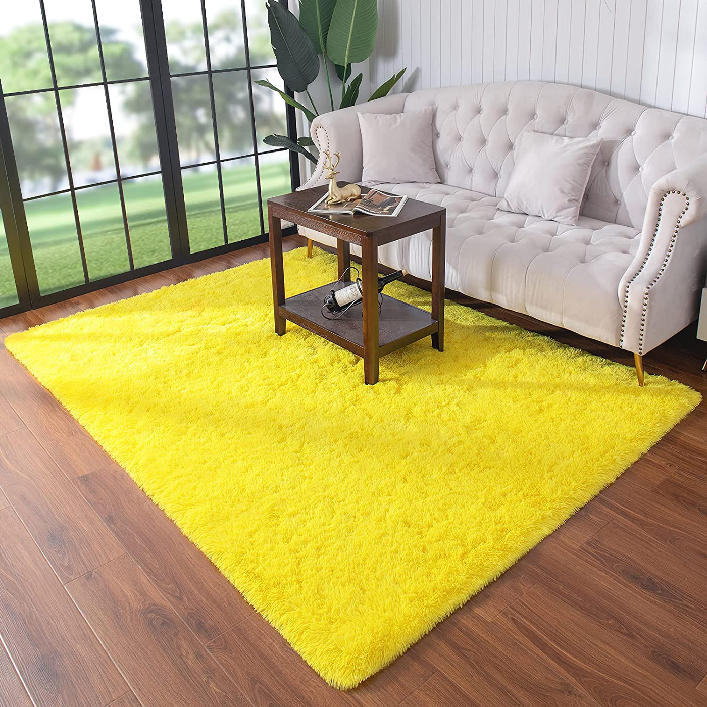 LOCHAS Ultra Soft Indoor Modern Area Rugs Fluffy Living Room Carpets for Children Bedroom Home Decor Nursery Rug 5.3x7.5 Feet, Yellow