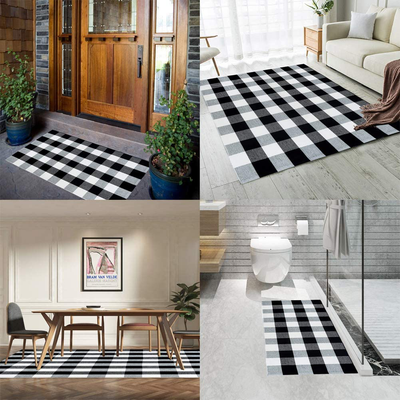 Carvapet Buffalo Ckeck Rug Black White Checkered Carpet Buffalo Plaid Rugs for Indoor and Outdoor (2'x6', Black & White)