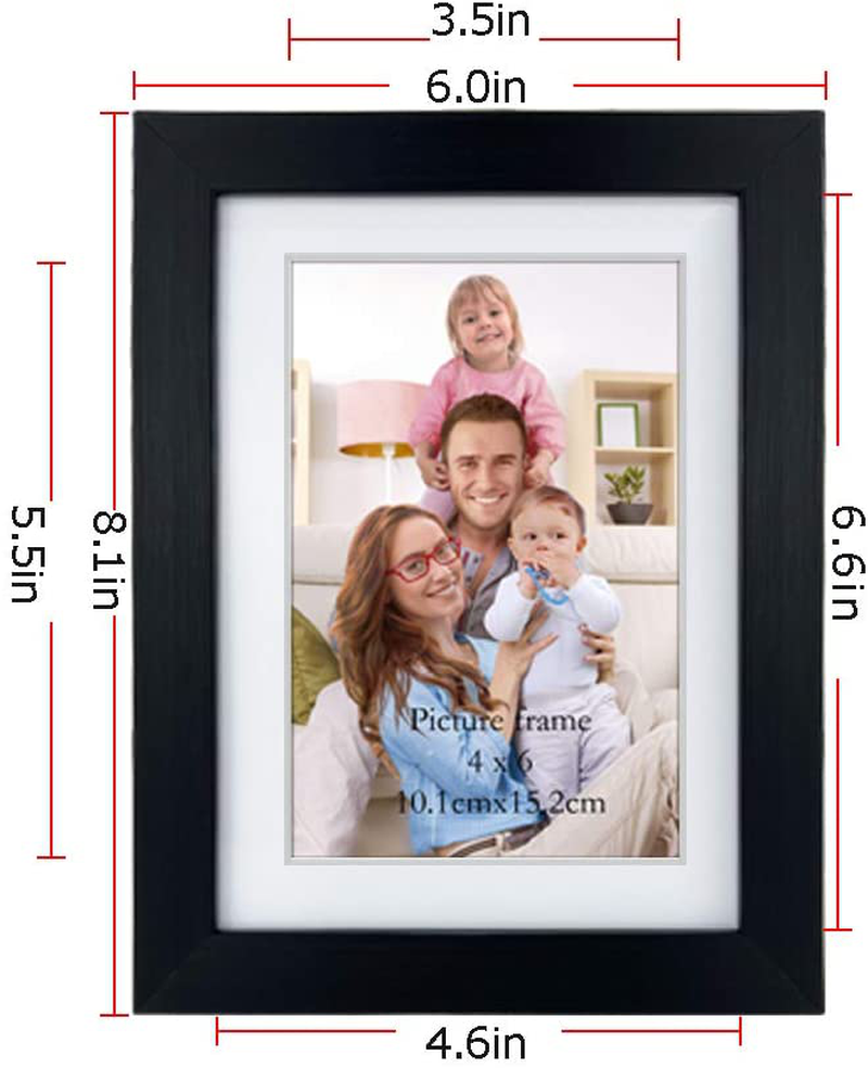 Giftgarden 4x6 Picture Frame Set of 4, Matted to Display 4 x 6 Pictures with Mat or 5x7 Photos Without Mat for Wall Floating or Tabletop, Black