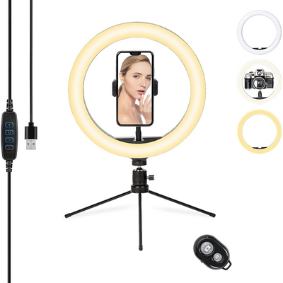 10'' LED Desktop Selfie Ring Light with Stand & Phone Holder