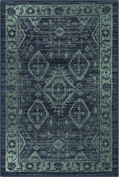 Maples Rugs Georgina Traditional Area Rugs for Living Room & Bedroom [Made in USA], 3'4 x 5, Navy/Green