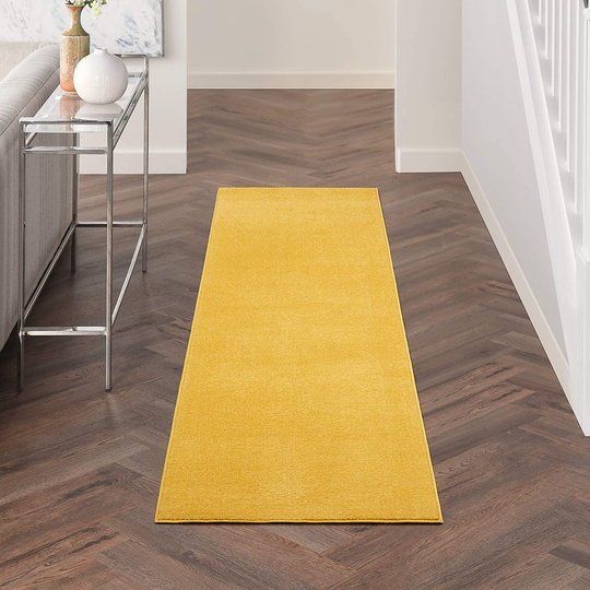 Nourison Essentials Solid Contemporary Yellow 2'x10' Runner Runner Rug , 2'2" X 10'