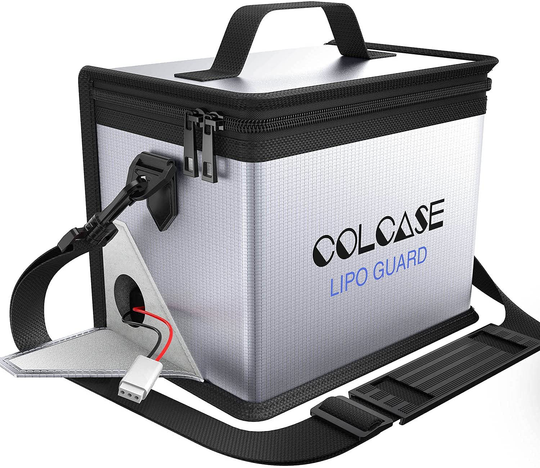 COLCASE Upgraded Fireproof Lipo Safe Bag for Lipo Battery Storage and Charging , Large Space Highly Sturdy Double Zipper Lipo Battery Guard (8.46x5.70x6.5 in)