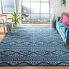 Safavieh Tulum Collection TUL272C Moroccan Boho Tribal Non-Shedding Living Room Bedroom Area Rug, 5' x 5' Square, Ivory / Blue