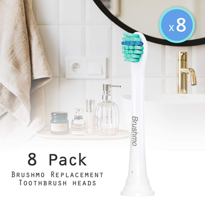 Brushmo Compact Replacement Toothbrush Heads Compatible for HX6023 to Use with Philips Sonicare Electric Toothbrush, 8 Pack