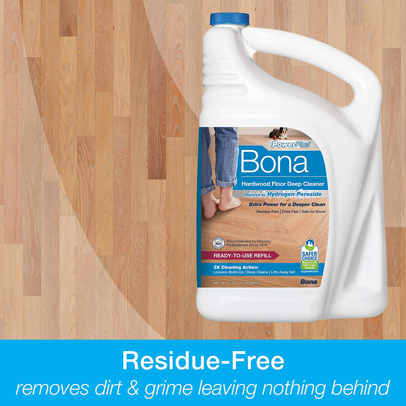 Bona PowerPlus Hardwood Floor Deep Cleaner, Refill-128 Fl Oz