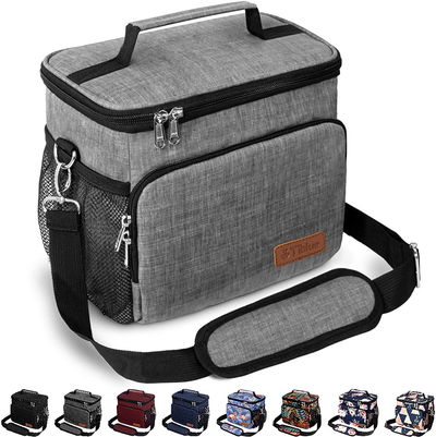Insulated Lunch Bag for Women/Men - Reusable Lunch Box for Office Work School Picnic Beach - Leakproof Cooler Tote Bag Freezable Lunch Bag with Adjustable Shoulder Strap for Kids/Adult - Rock Grey
