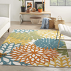 Nourison Aloha Indoor/Outdoor Floral Turquoise Multicolor 3'6" x 5'6" Area Rug, (4' x 6')