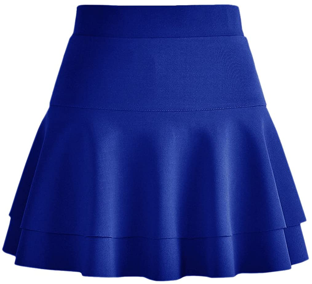 Afibi Casual Mini Stretch Waist Flared Plain Pleated Skater Skirt