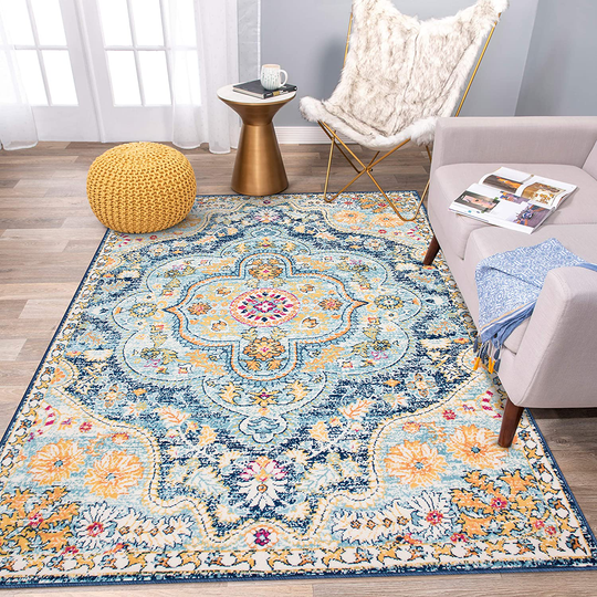 Rugshop Vintage Distressed Bohemian Area Rug 3'3" x 5' Navy