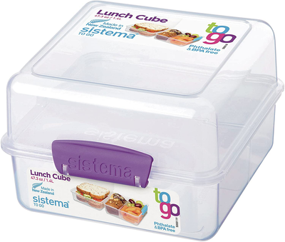 Sistema To Go Kids Lunch Boxes & Meal Containers | 2 Twist 'n' Sip Kids Water Bottles, 2 Lunch Cube Max with Dividers & 2 Leak-Proof Yoghurt Pots | BPA-Free