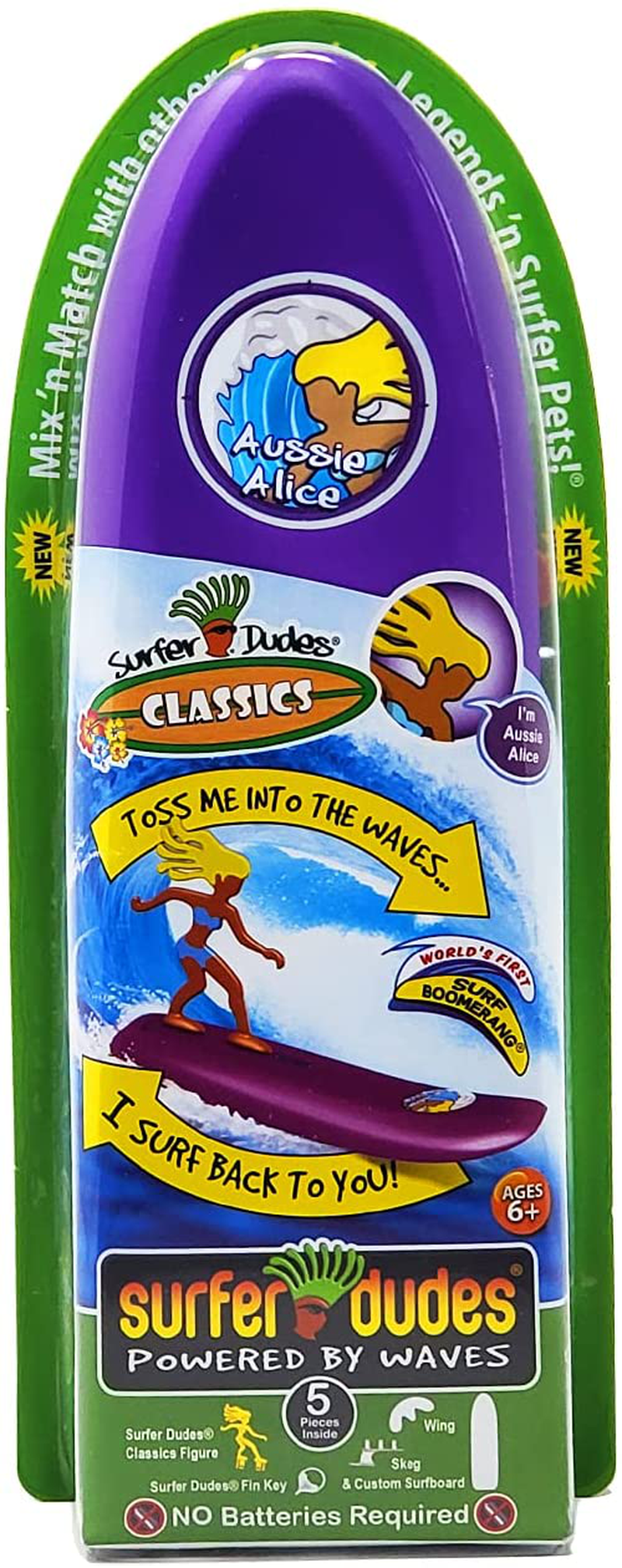 Surfer Dudes Classics Wave Powered Mini-Surfer and Surfboard Toy - Hossegor Hank