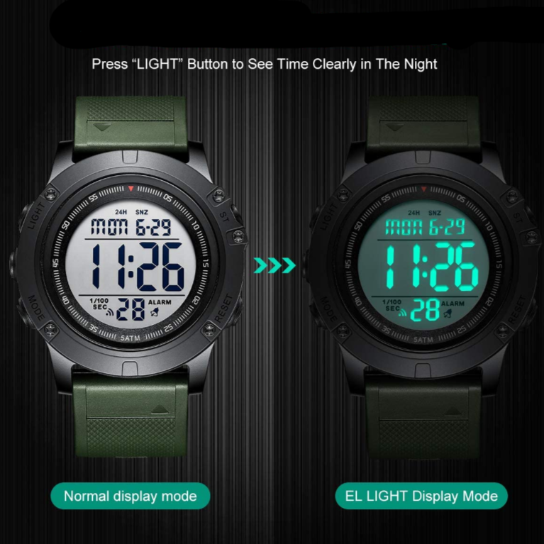 Men's Digital Sport Watches Waterproof Military Tactical Style with LED Backlight 