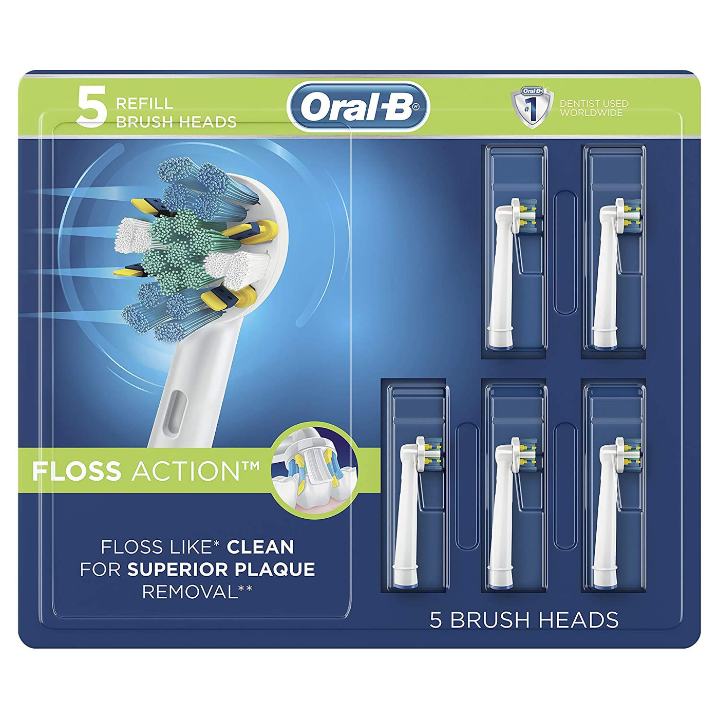 Oral-B FlossAction Toothbrush Refill Brush Heads, 5 Count
