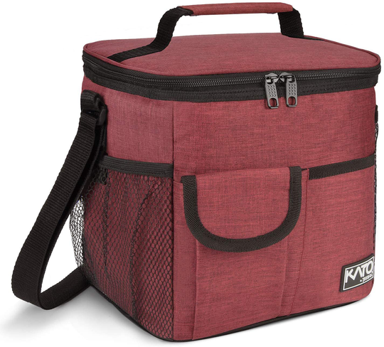 Large Insulated Lunch Bag for Women Men, 10L Leakproof Thermal Reusable Lunch Box for Adult & Kids, Tall Meal Prep Lunch Cooler Tote with 4 Pockets for Office Work by Tirrinia, Red