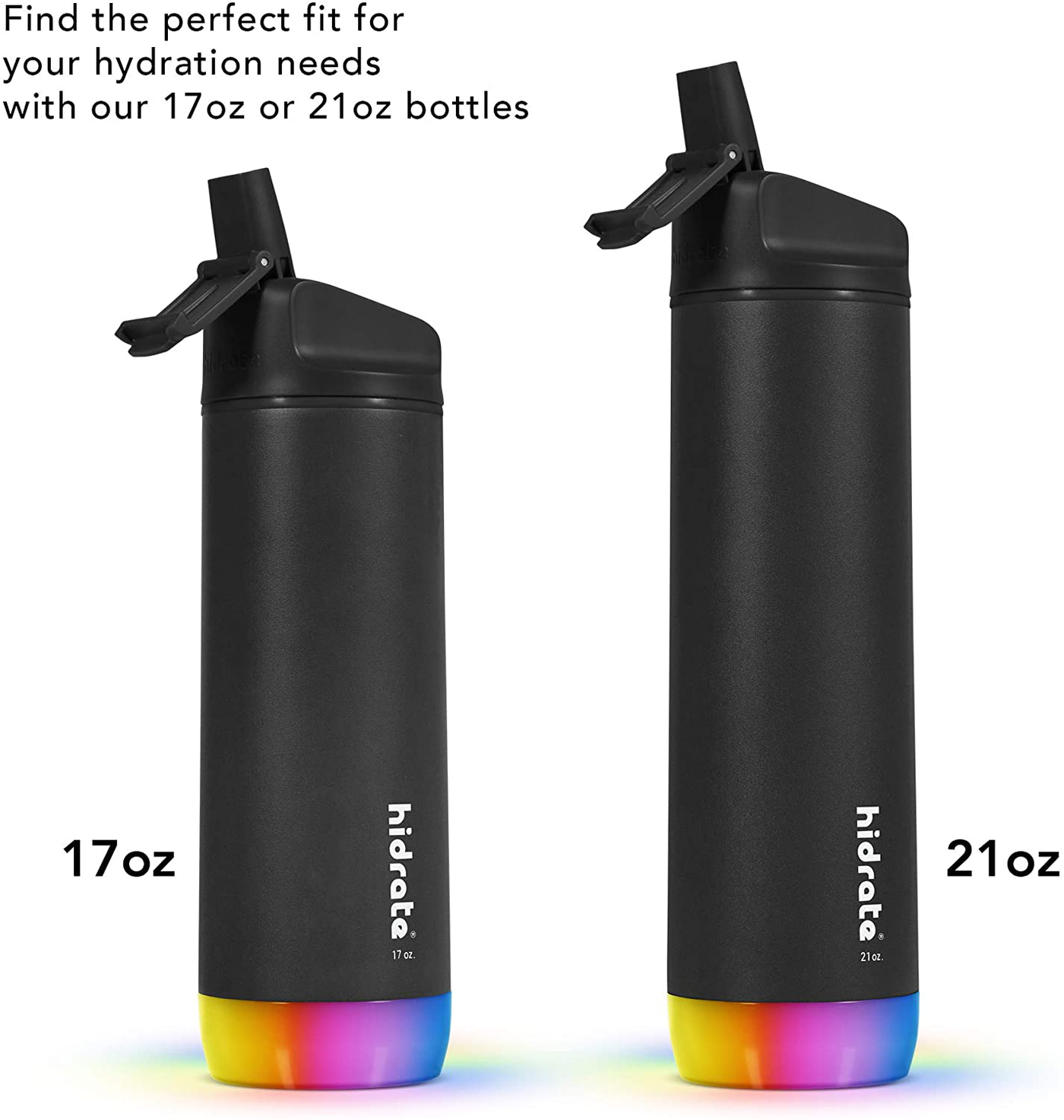 HidrateSpark STEEL Smart Water Bottle, Tracks Water Intake & Glows to Remind You to Stay Hydrated - Straw Lid