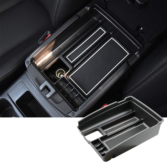 SKTU Compatible with 2014-2018 X-Trail Rouge Center Console Storage Box Organizer Container Armrest Insert Organizer ABS Tray Pallet with USB Hole and Coin Holder (White)