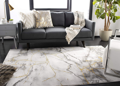 Safavieh Craft Collection CFT877F Modern Abstract Non-Shedding Stain Resistant Living Room Bedroom Area Rug, 2'7" x 5', Grey / Gold