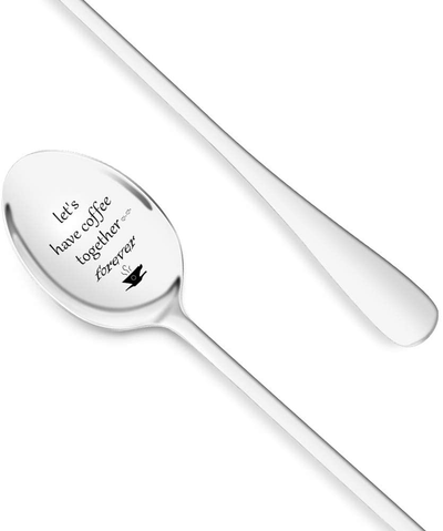 Dafuz Coffee Spoons, Let's Have Coffee Together Forever, 7.5 Inches Stainless Steel 304 Espresso Spoon, Gifts for Wife and Husband, Lover, Best Friends, Coffee Lovers (2Pcs)