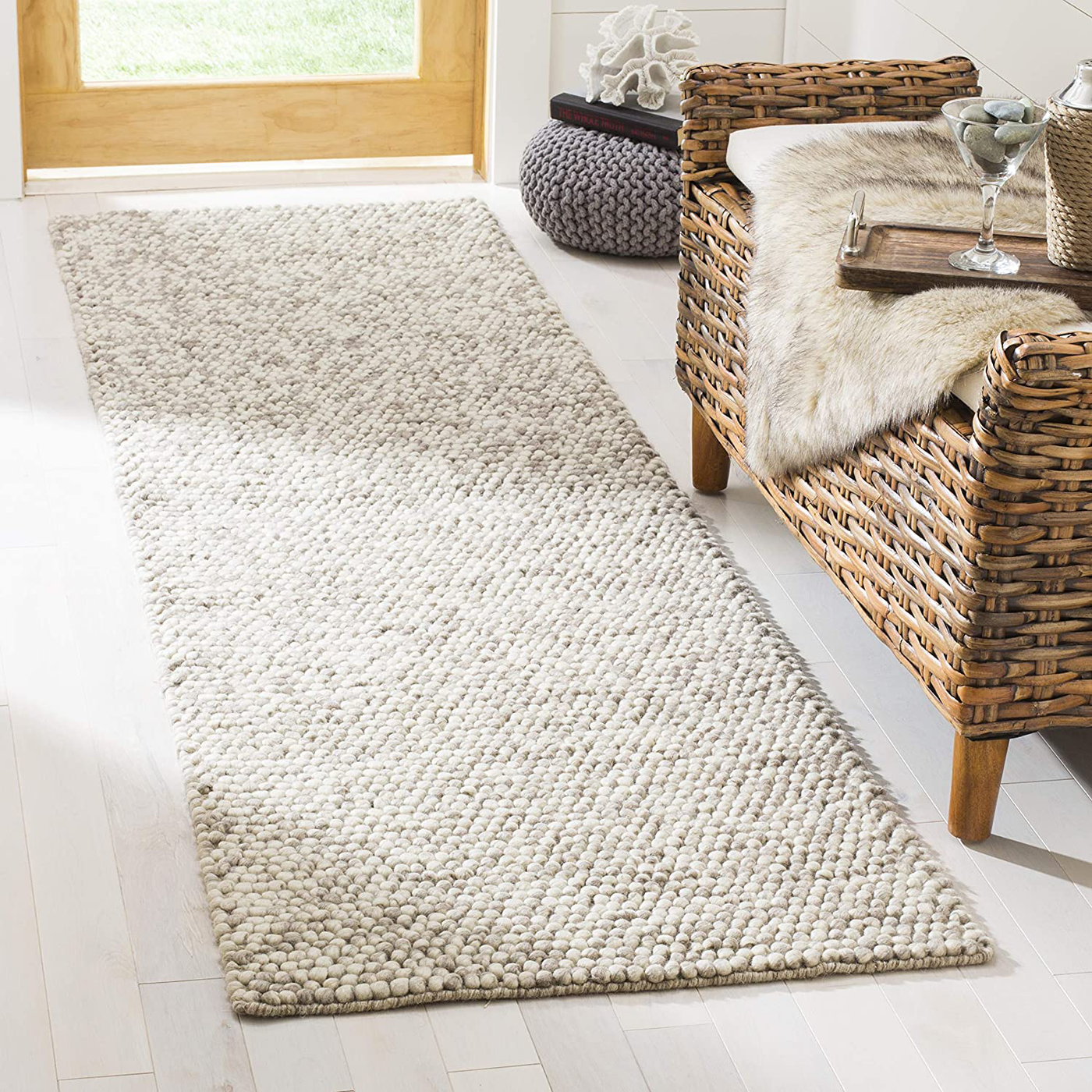 Safavieh Natura Collection NAT620B Handmade Premium Wool Runner, 2'3" x 8' , Beige