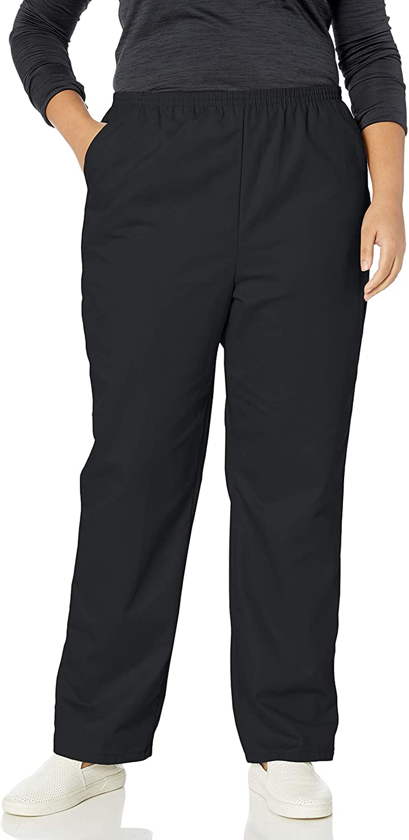 Chic Classic Collection Women's Plus Cotton Pull-on Pant with Elastic Waist