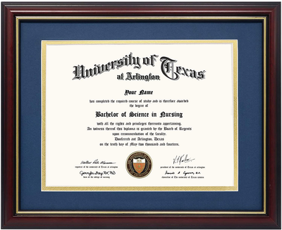 GraduationMall 8.5x11 Certificate Diploma Frame,Solid Wood & UV Protection Acrylic,Cherry Finish with Gold Trim