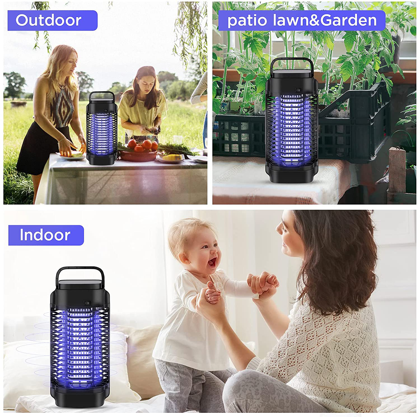 Bug Zapper - Powerful Electric Mosquito Zapper Fly Killer for Outdoor and Indoor - 4200V Metal Mesh, Insect Fly Trap Indoor Mosquito Killer for Home, Garden, Patio, Backyard